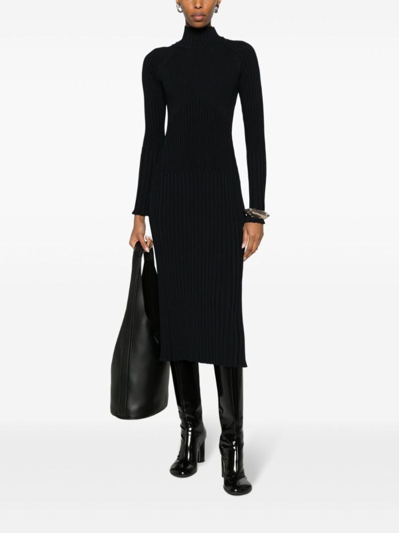 Blue Carmen Ribbed-knit Midi Dress