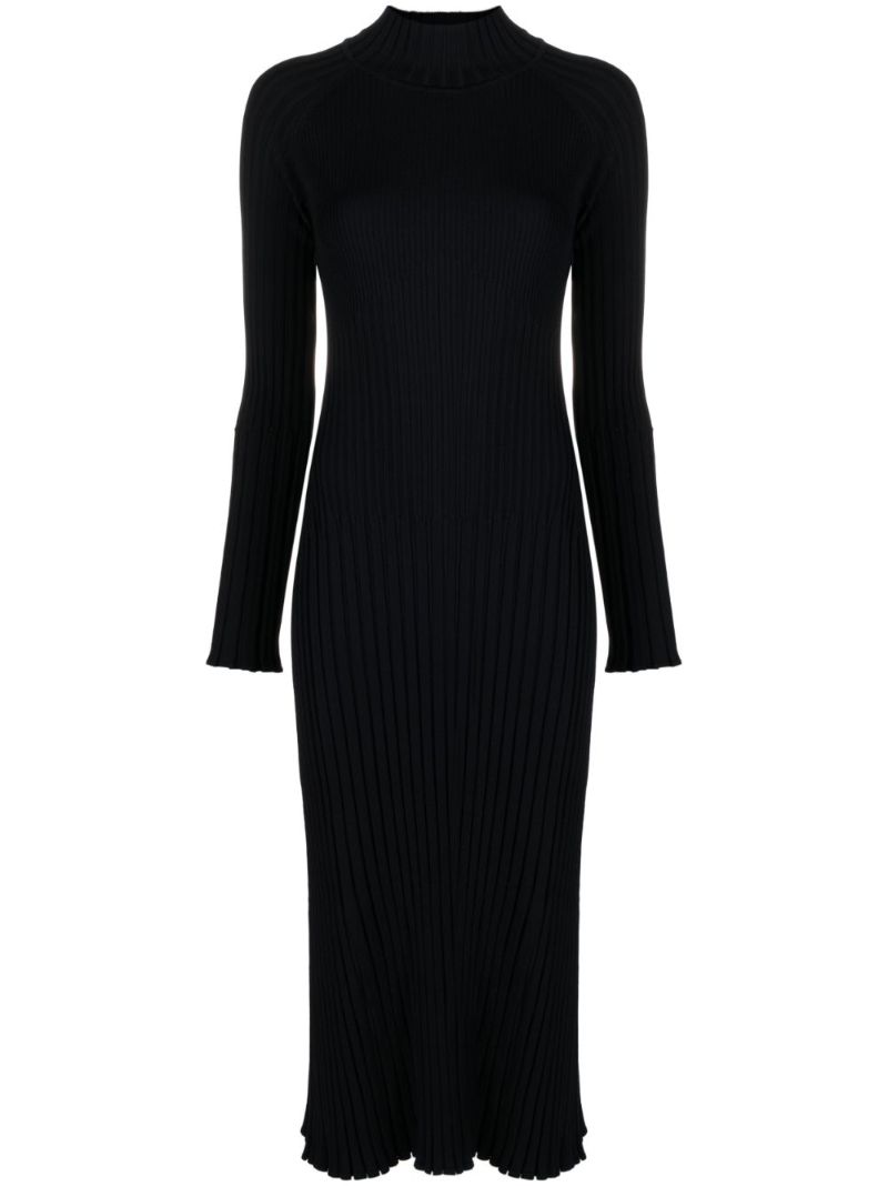 Blue Carmen Ribbed-knit Midi Dress