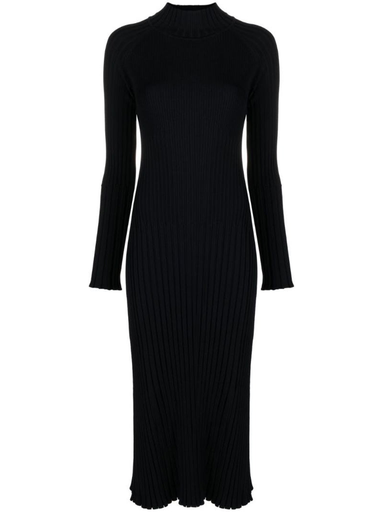 Blue Carmen Ribbed-knit Midi Dress