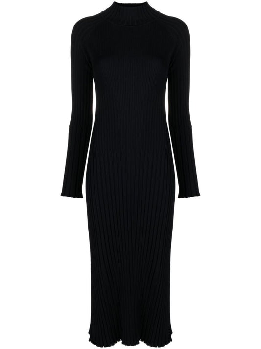 Blue Carmen Ribbed-knit Midi Dress