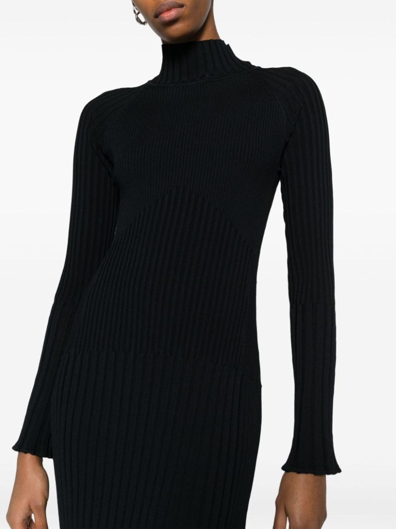 Blue Carmen Ribbed-knit Midi Dress