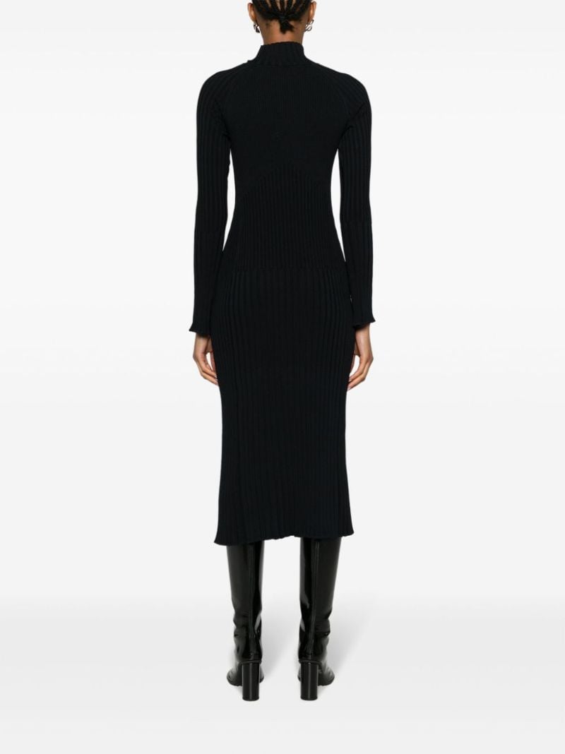 Blue Carmen Ribbed-knit Midi Dress