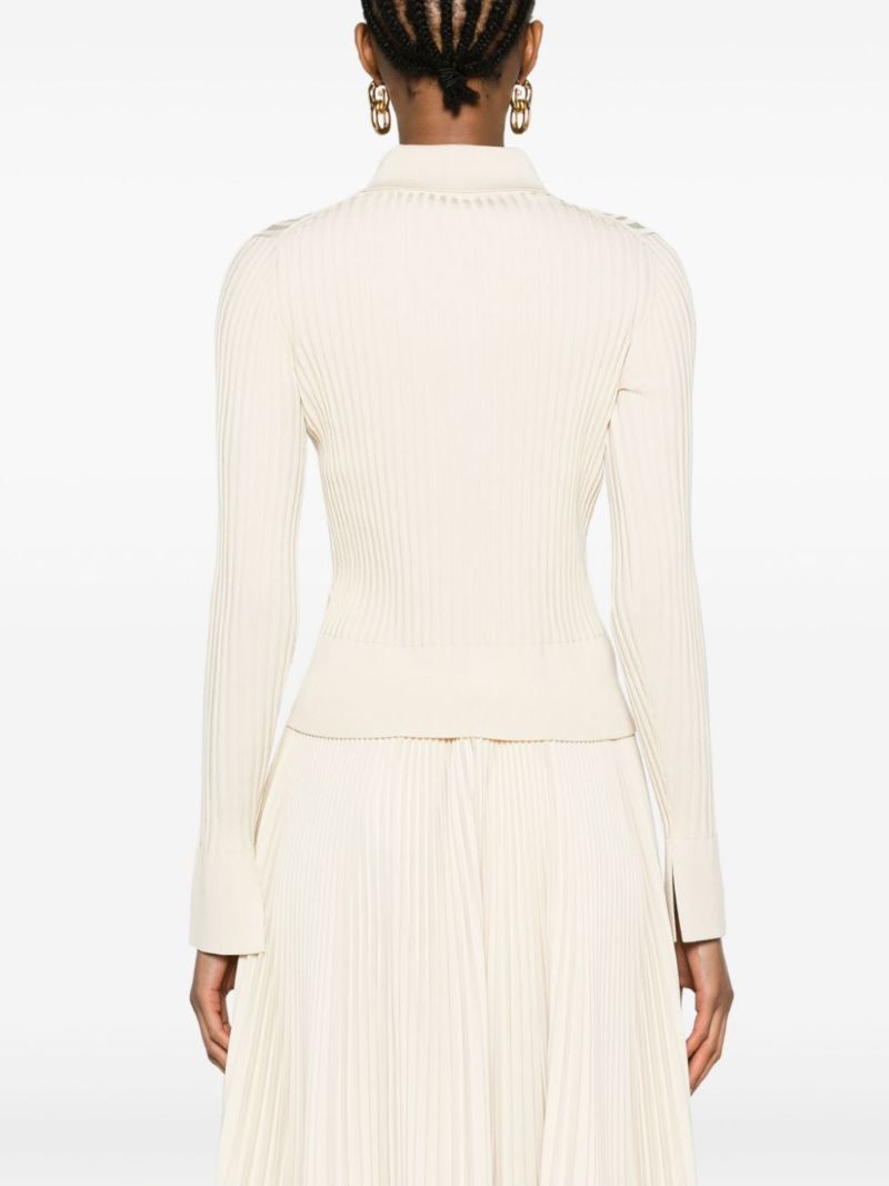 Neutral Carla Ribbed-knit Cardigan