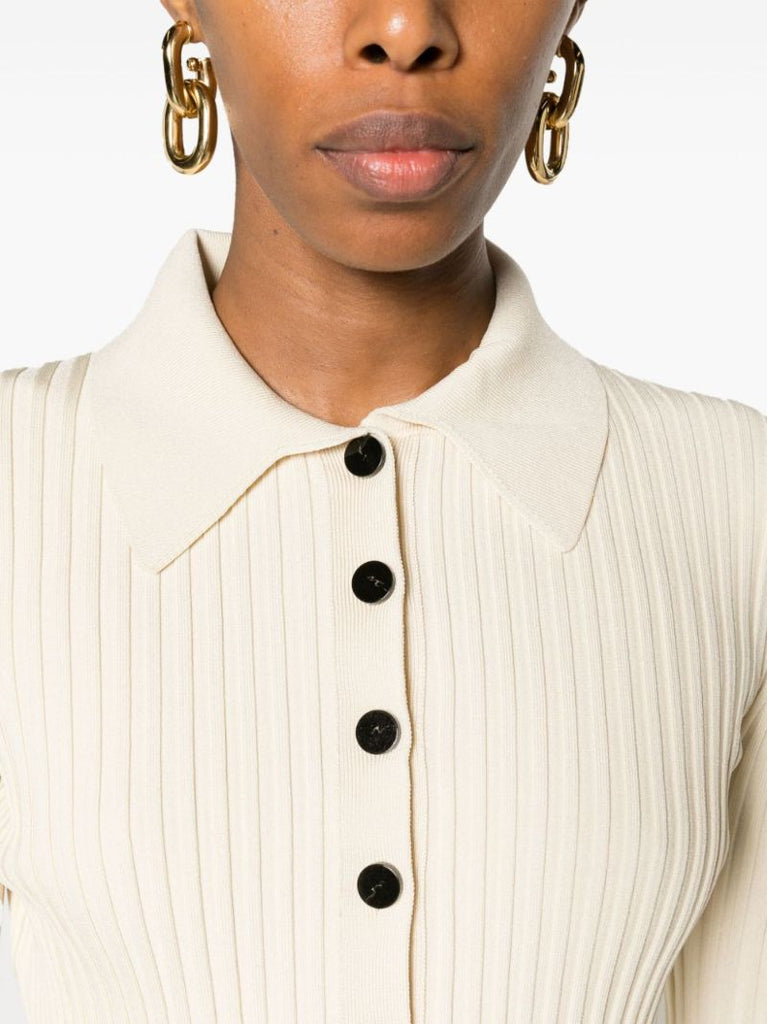 Neutral Carla Ribbed-knit Cardigan