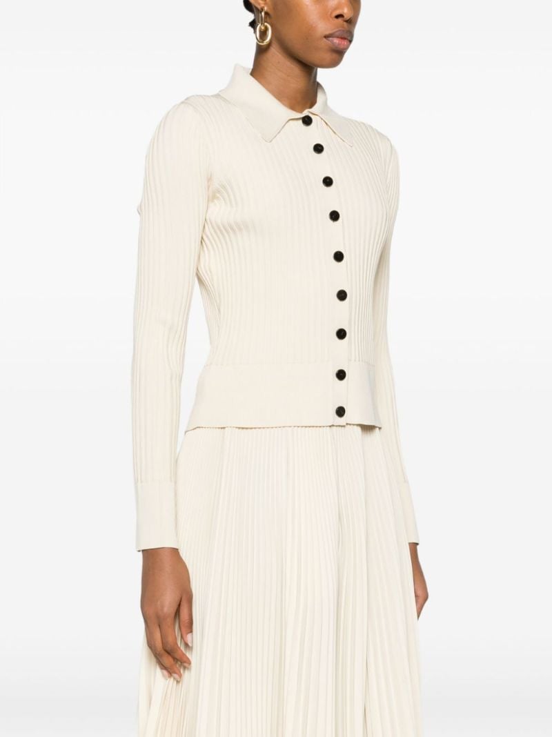 Neutral Carla Ribbed-knit Cardigan