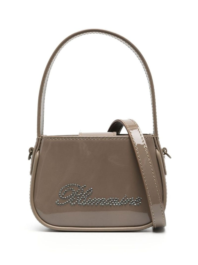 Brown Crystal-logo Leather Mini Bag
