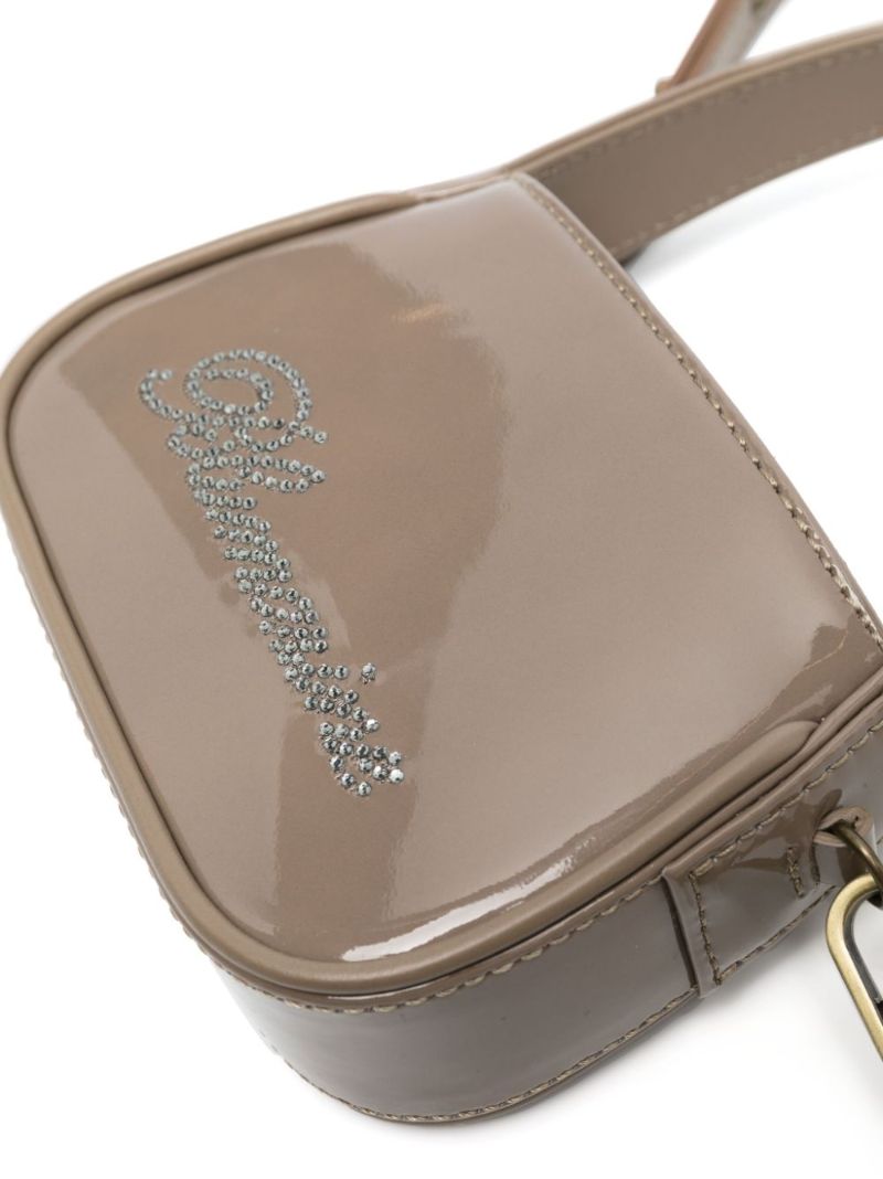 Brown Crystal-logo Leather Mini Bag