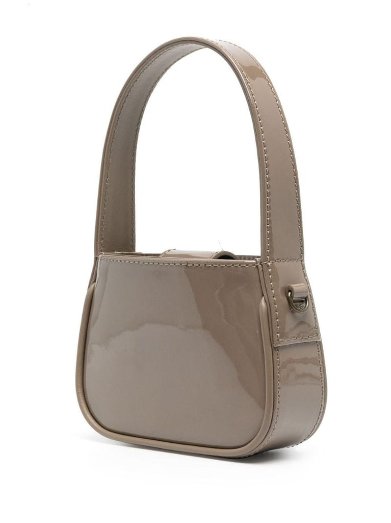 Brown Crystal-logo Leather Mini Bag
