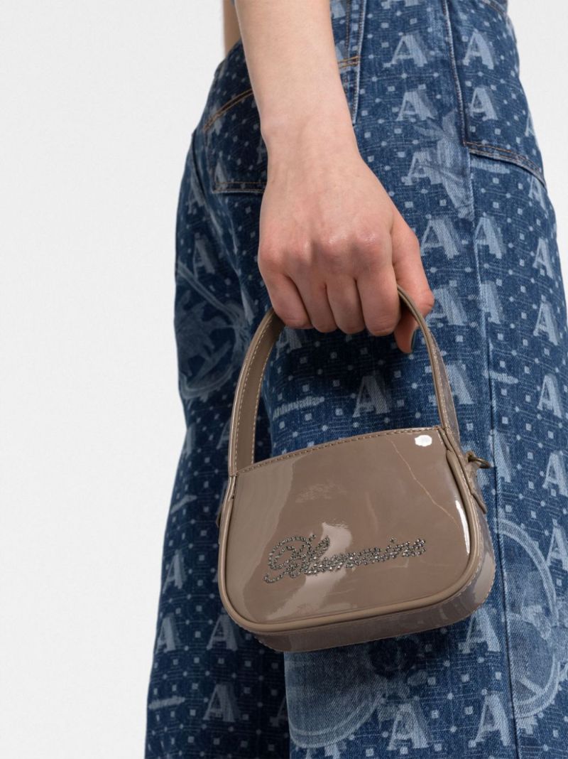 Brown Crystal-logo Leather Mini Bag