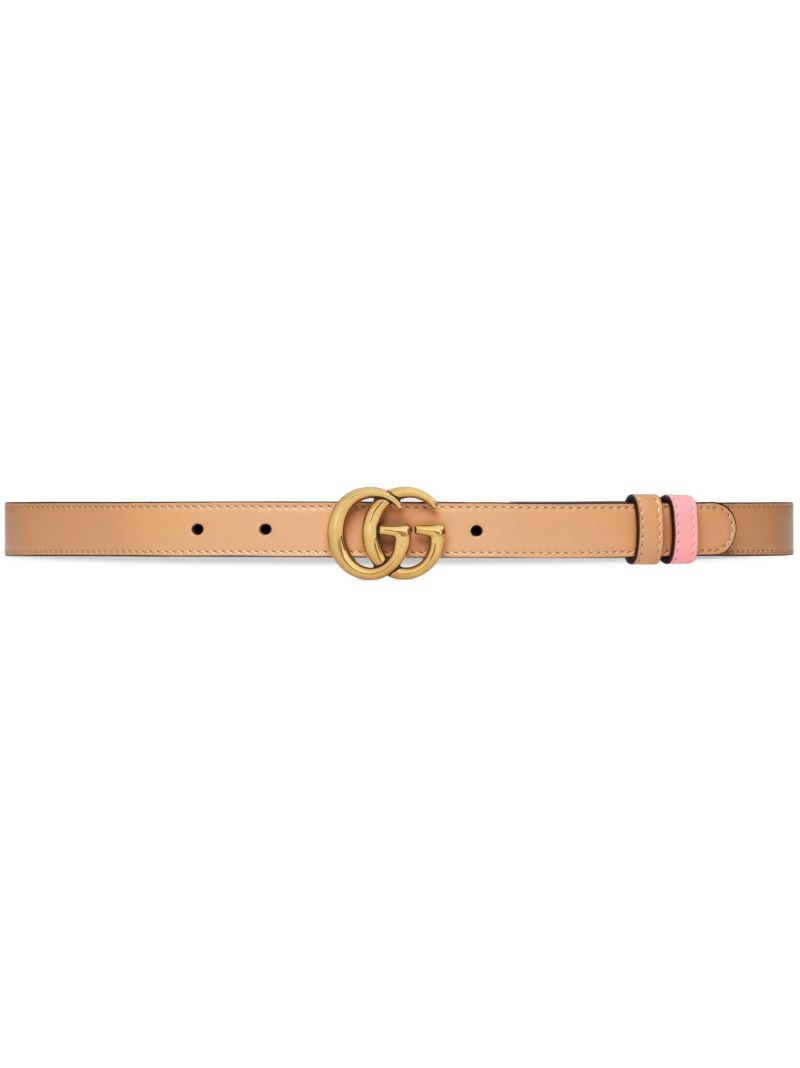 Neutral Gg Marmont Reversible Leather Belt