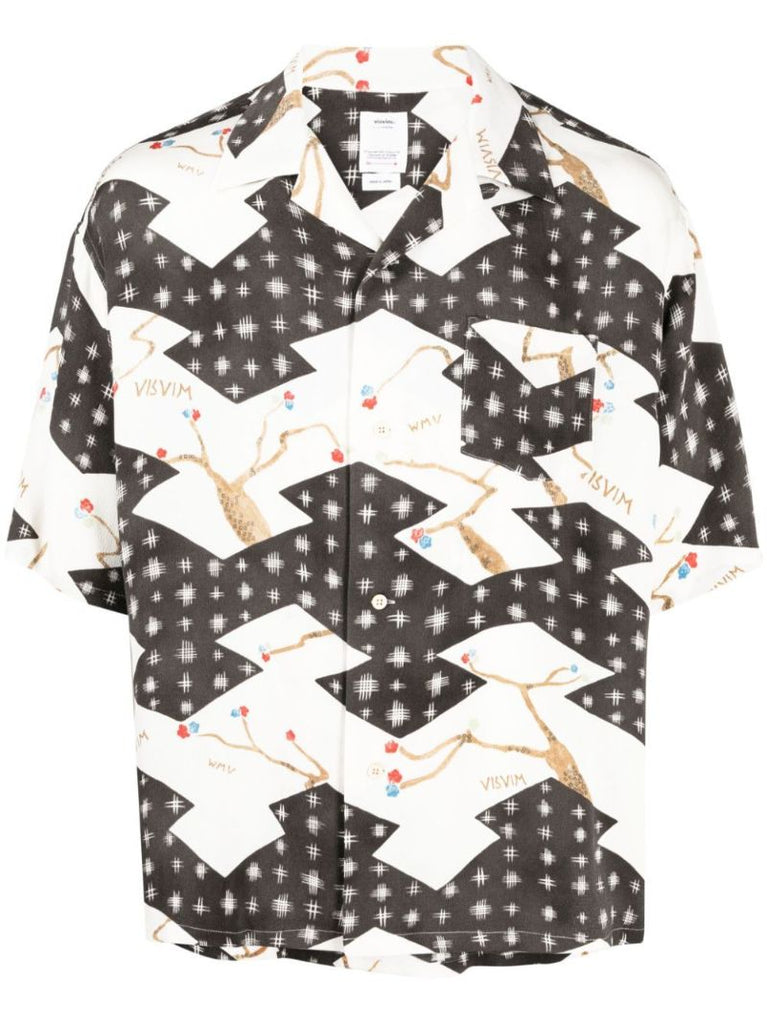 Black Graphic Print Silk Shirt