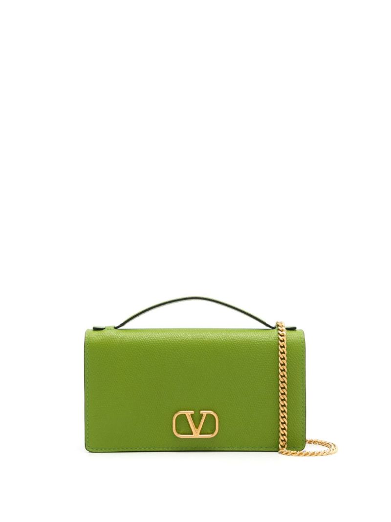 Green Vlogo Signature Leather Chain Wallet