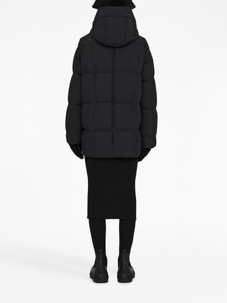 Black Hooded Quilted Jacket