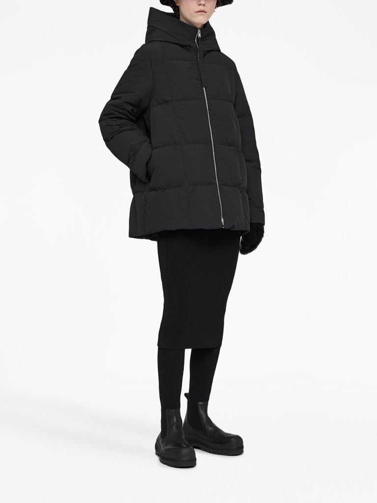 Black Hooded Quilted Jacket