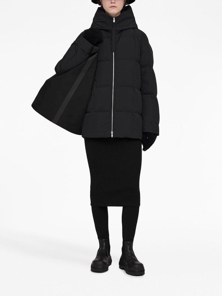 Black Hooded Quilted Jacket