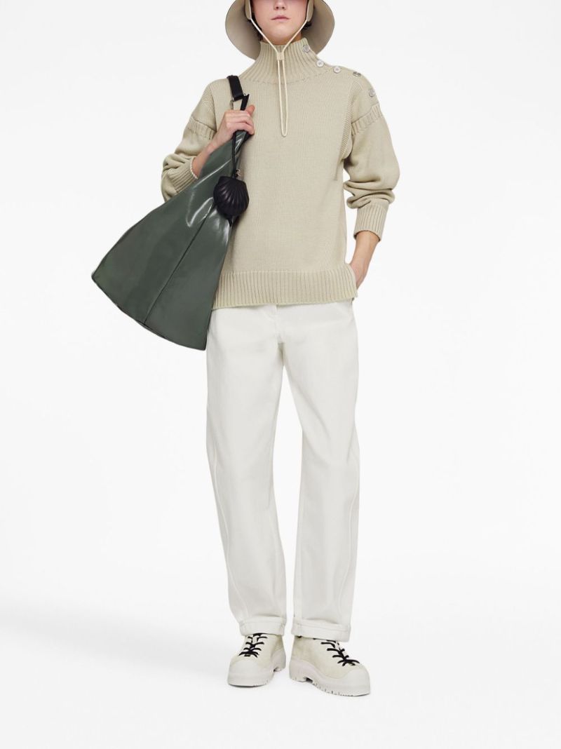White High-rise Wide-leg Jeans