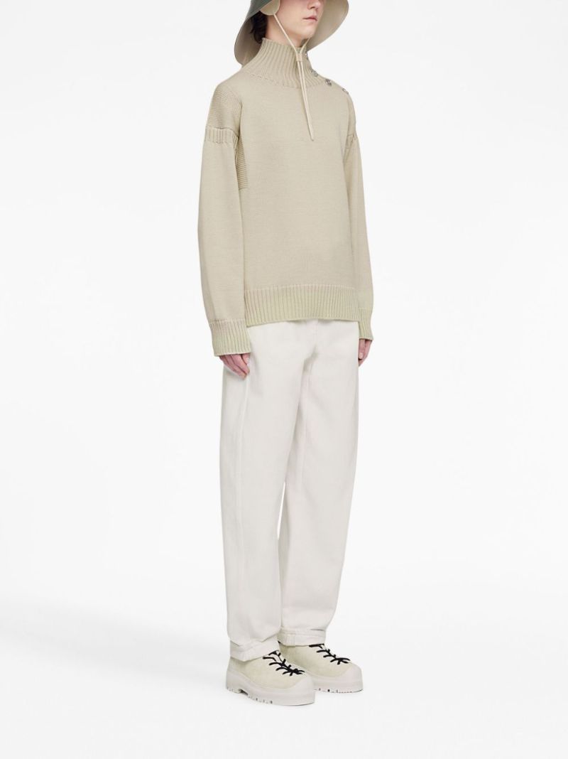 White High-rise Wide-leg Jeans