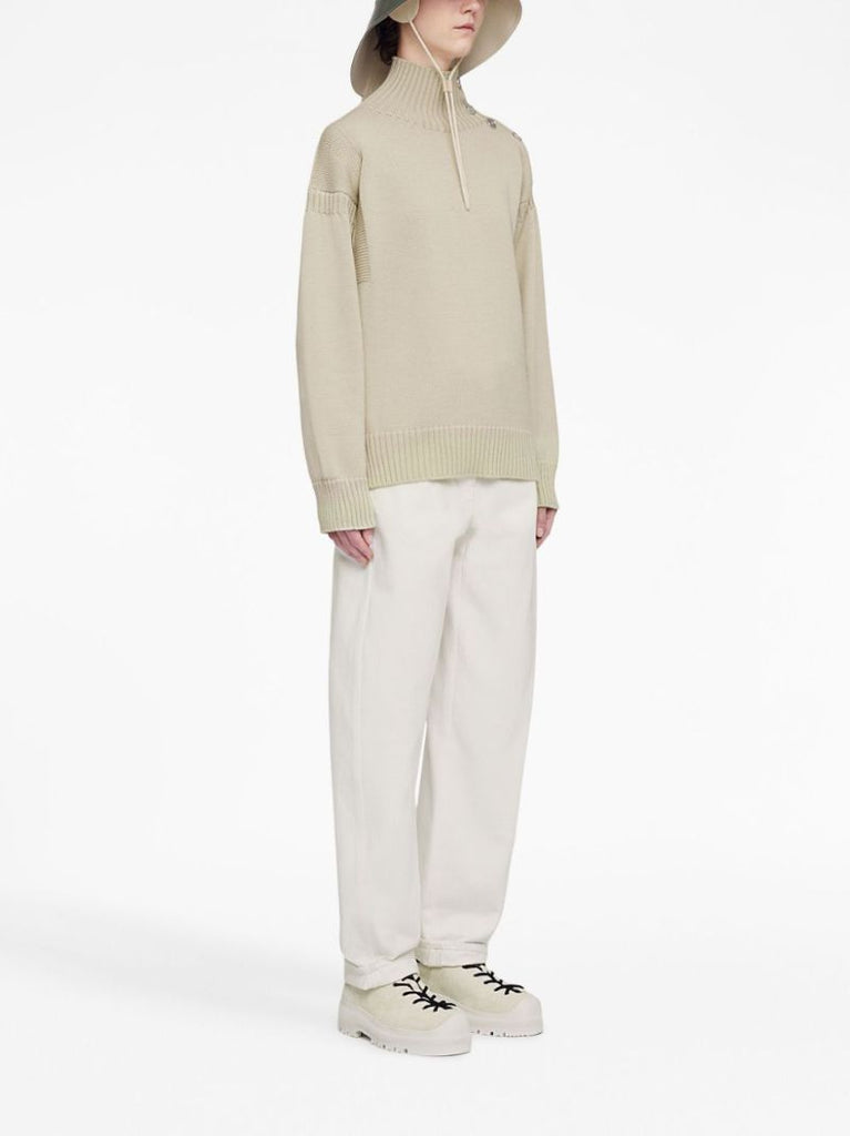 White High-rise Wide-leg Jeans