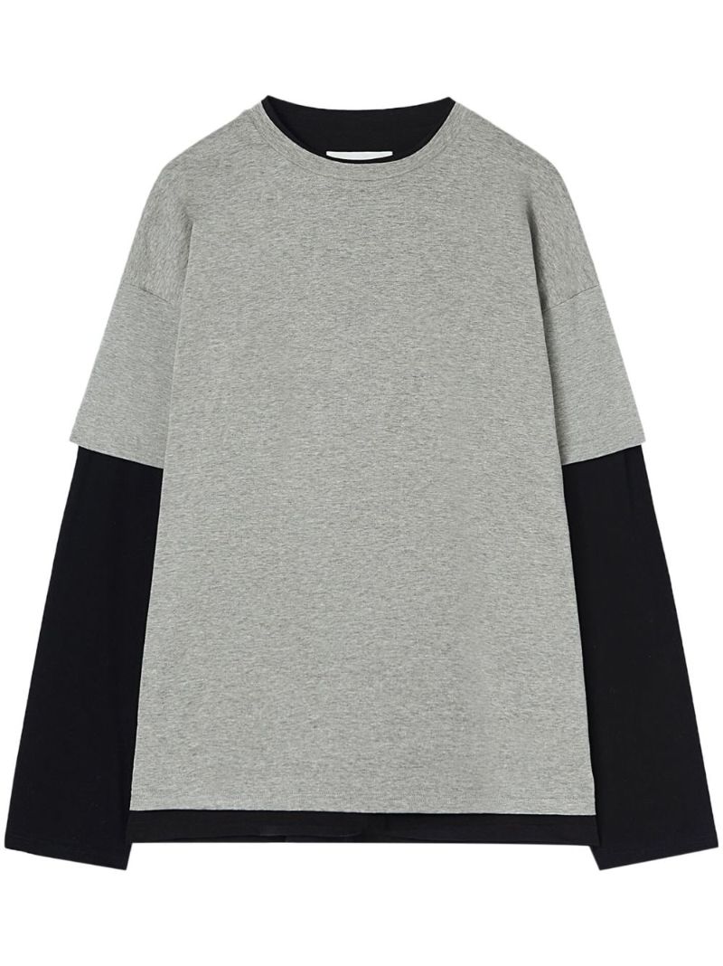 Grey Logo-print Layered T-shirt
