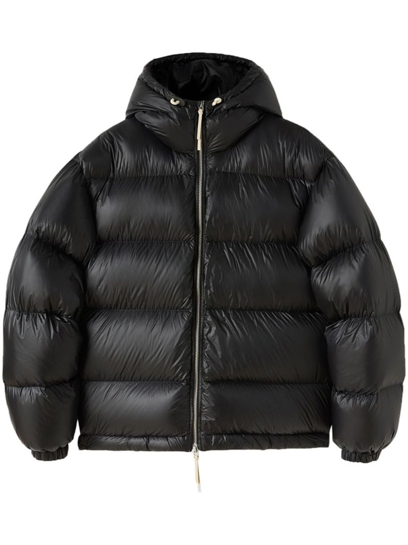 Black Drawstring-hood Padded Jacket