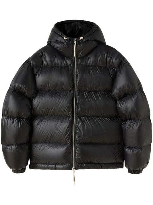 Black Drawstring-hood Padded Jacket