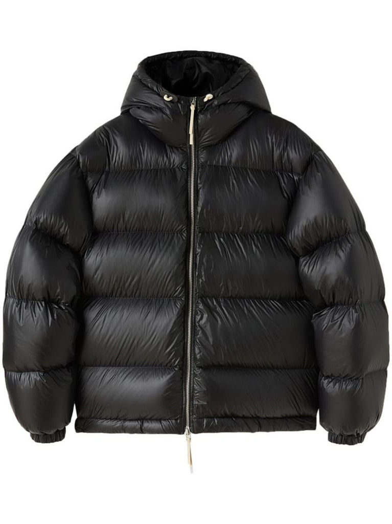 Black Drawstring-hood Padded Jacket