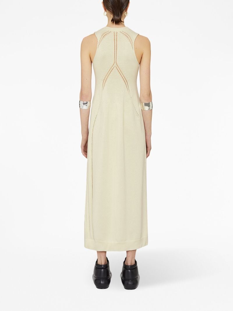 Neutral Pointelle Knit Midi Dress