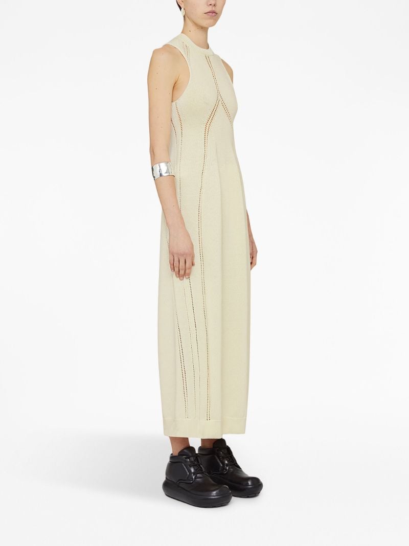 Neutral Pointelle Knit Midi Dress