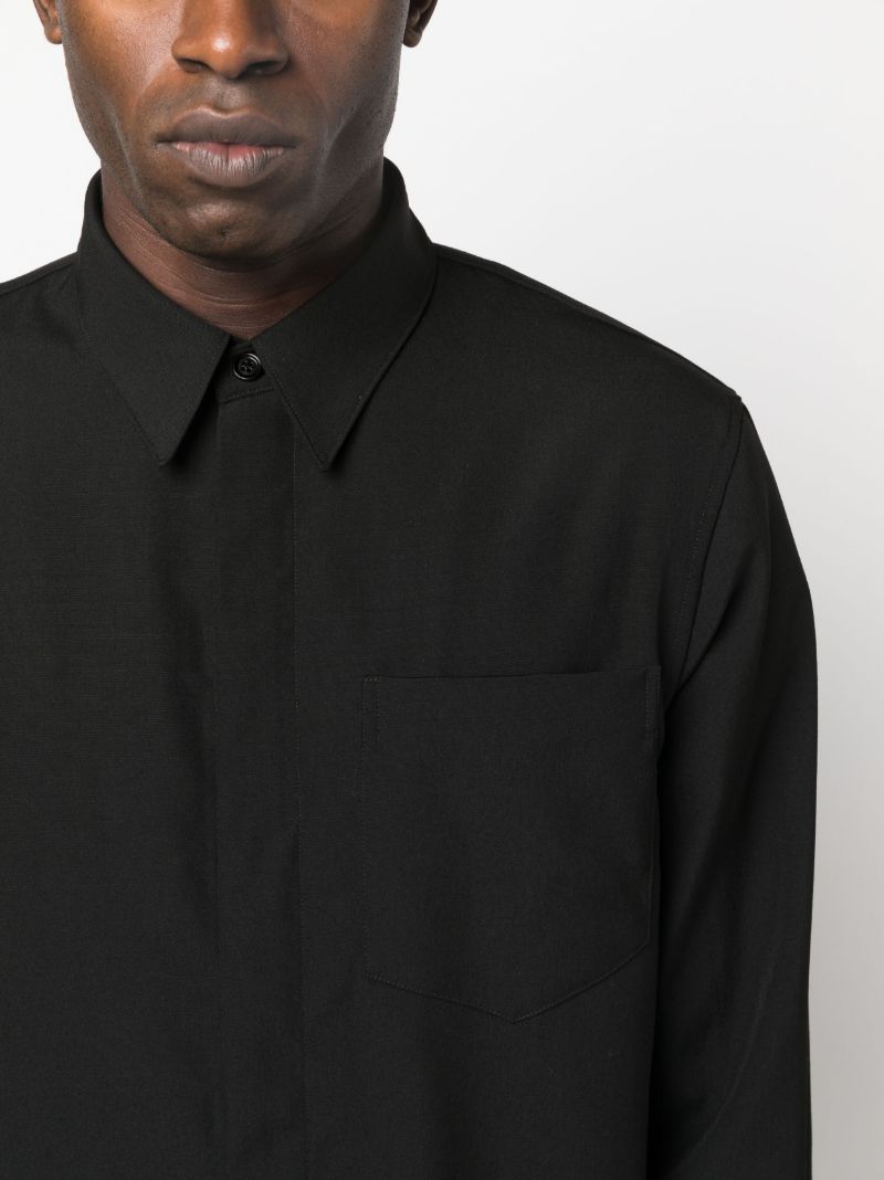 Black Corran Concealed Button-up Cotton Shirt