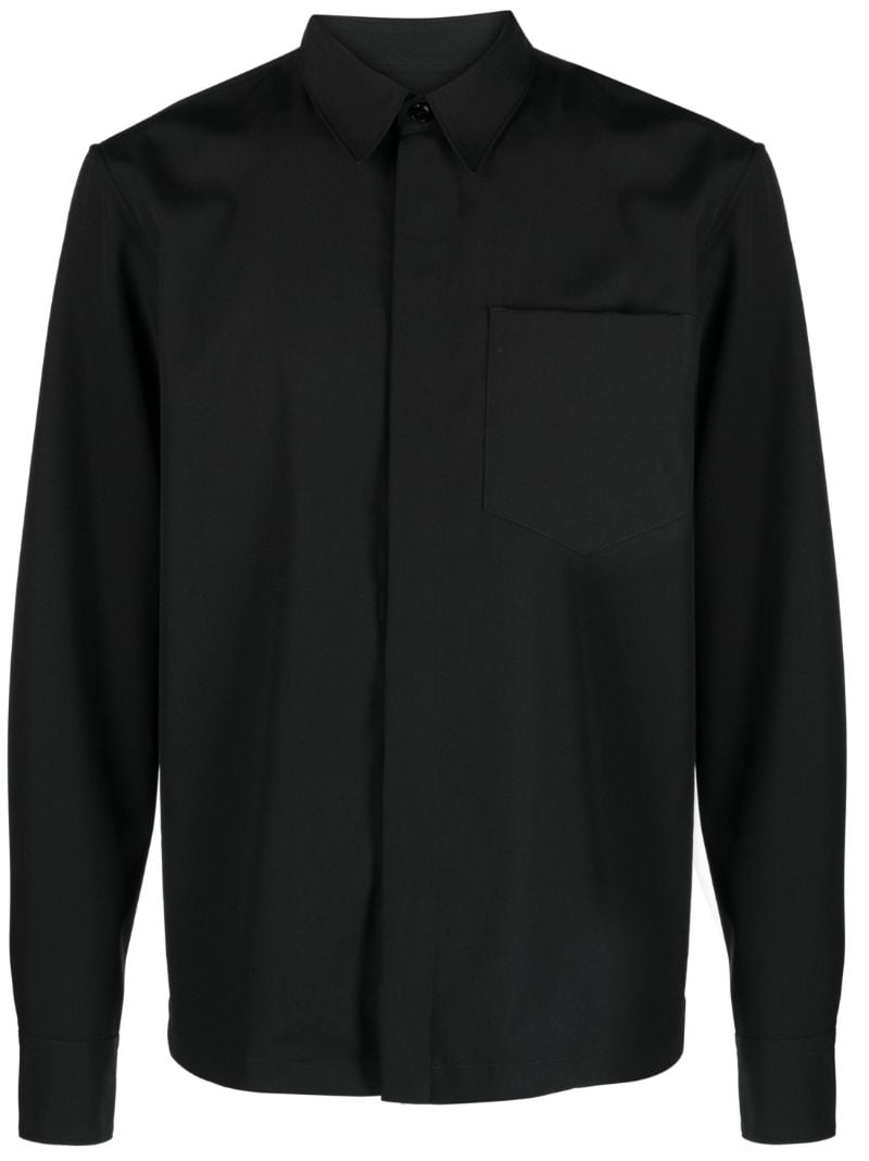Black Corran Concealed Button-up Cotton Shirt