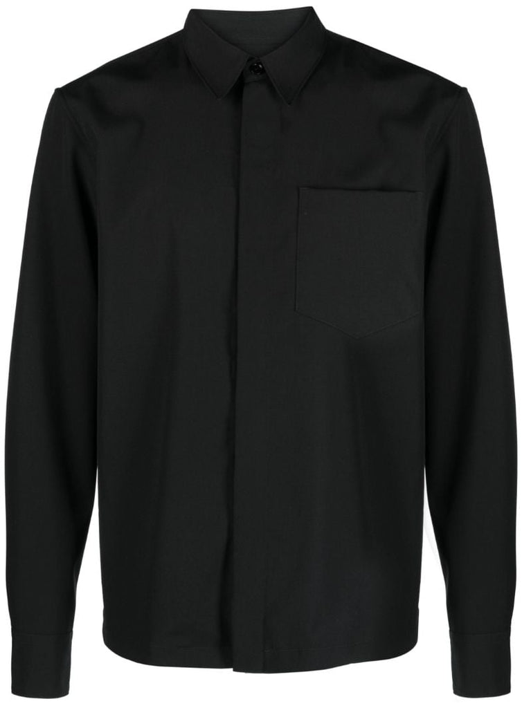 Black Corran Concealed Button-up Cotton Shirt