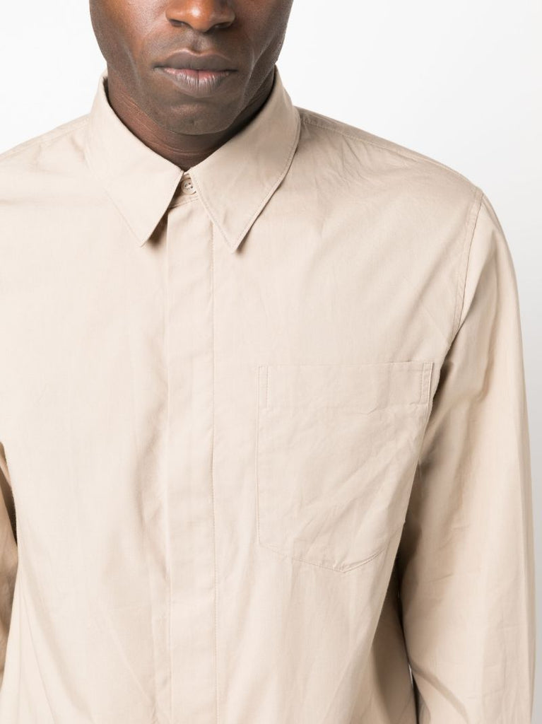 Neutral Corran Concealed Button-up Cotton Shirt