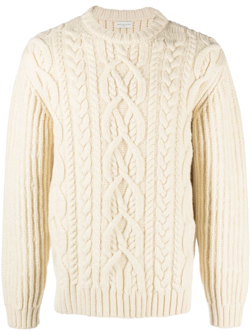 Neutral Mezzi Cable Knit Sweater