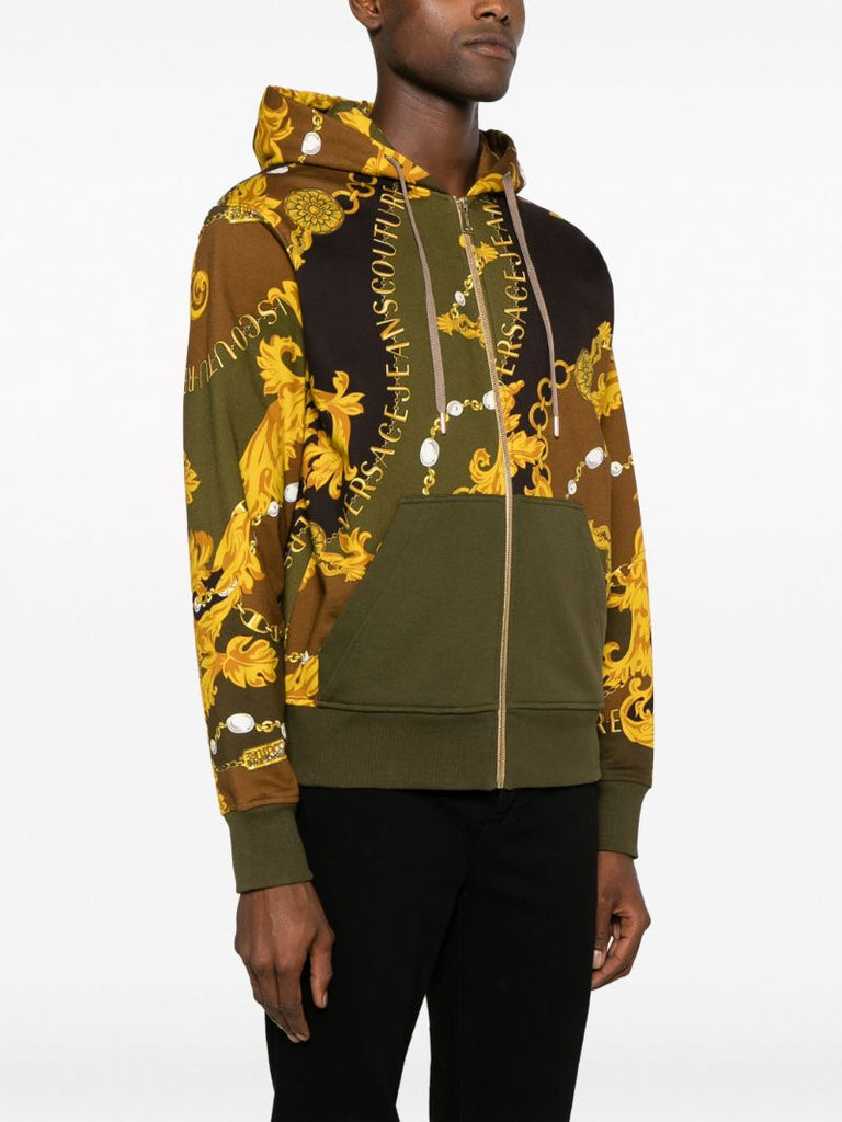 Multicoloured Baroque-print Zip-up Hoodie