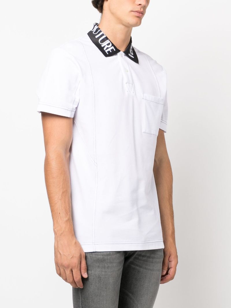 White Logo Collar Cotton Polo Shirt