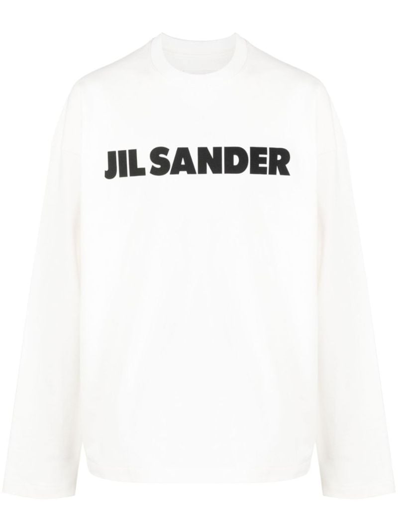 White Logo Print Cotton T-shirt