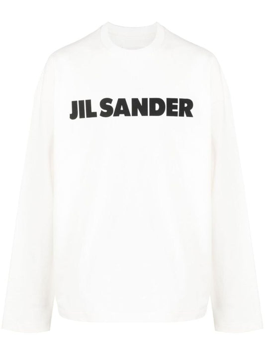 White Logo Print Cotton T-shirt