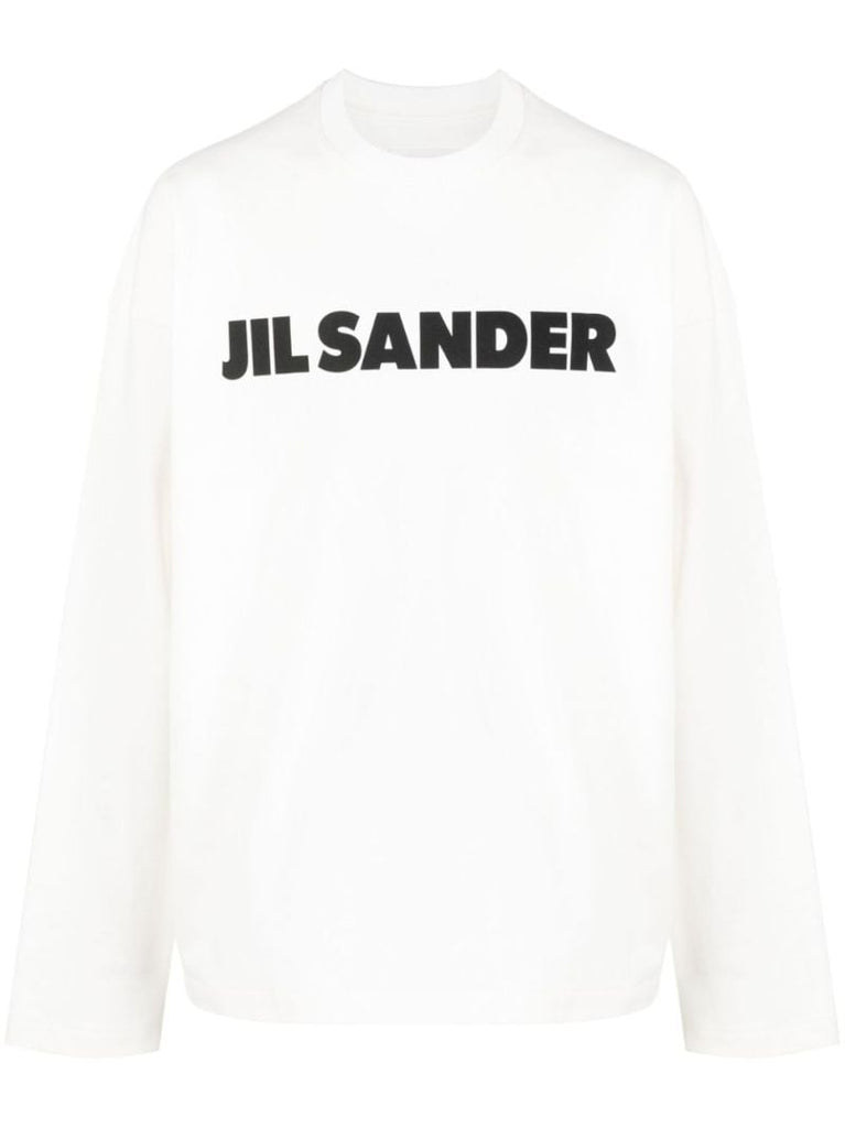White Logo Print Cotton T-shirt