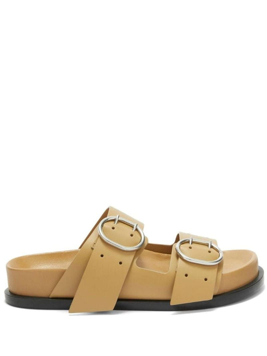 Brown Buckled Leather Sandals