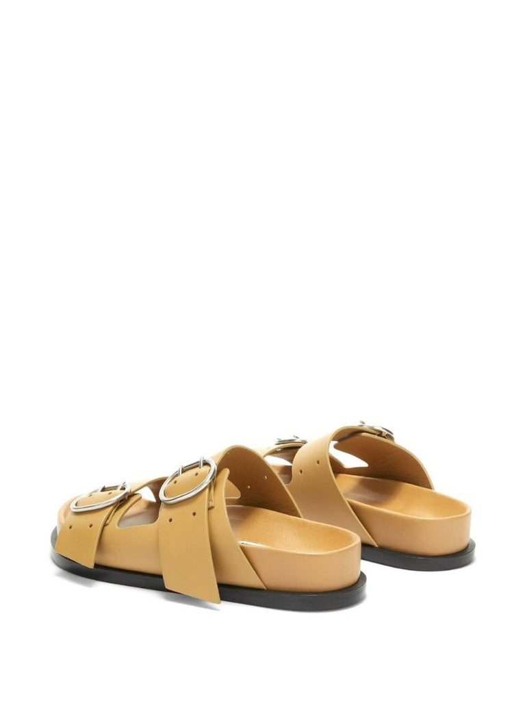 Brown Buckled Leather Sandals