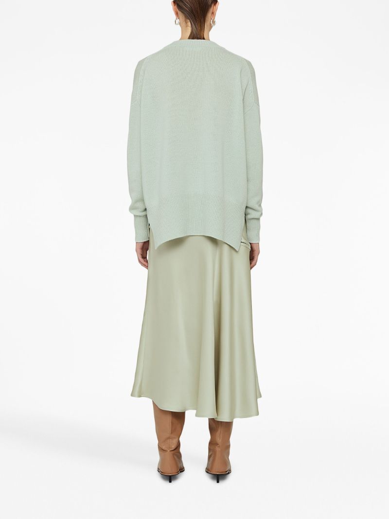 Green Asymmetric Bias Cut Midi Dress