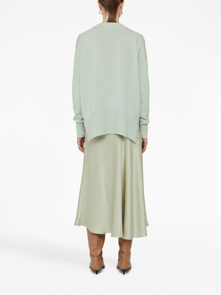 Green Asymmetric Bias Cut Midi Dress