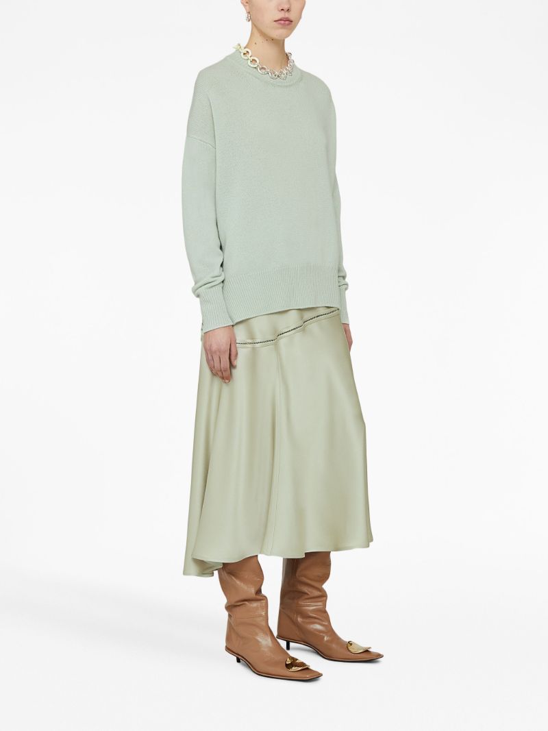 Green Asymmetric Bias Cut Midi Dress