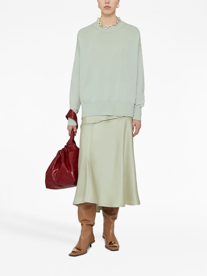 Green Asymmetric Bias Cut Midi Dress
