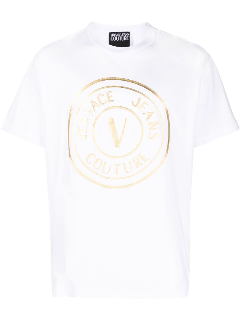 White V-emblem Cotton T-shirt