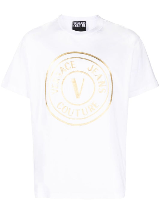 White V-emblem Cotton T-shirt