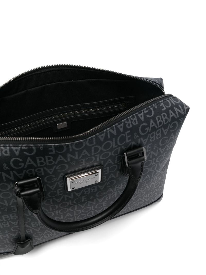 Black Logo Print Laptop Case