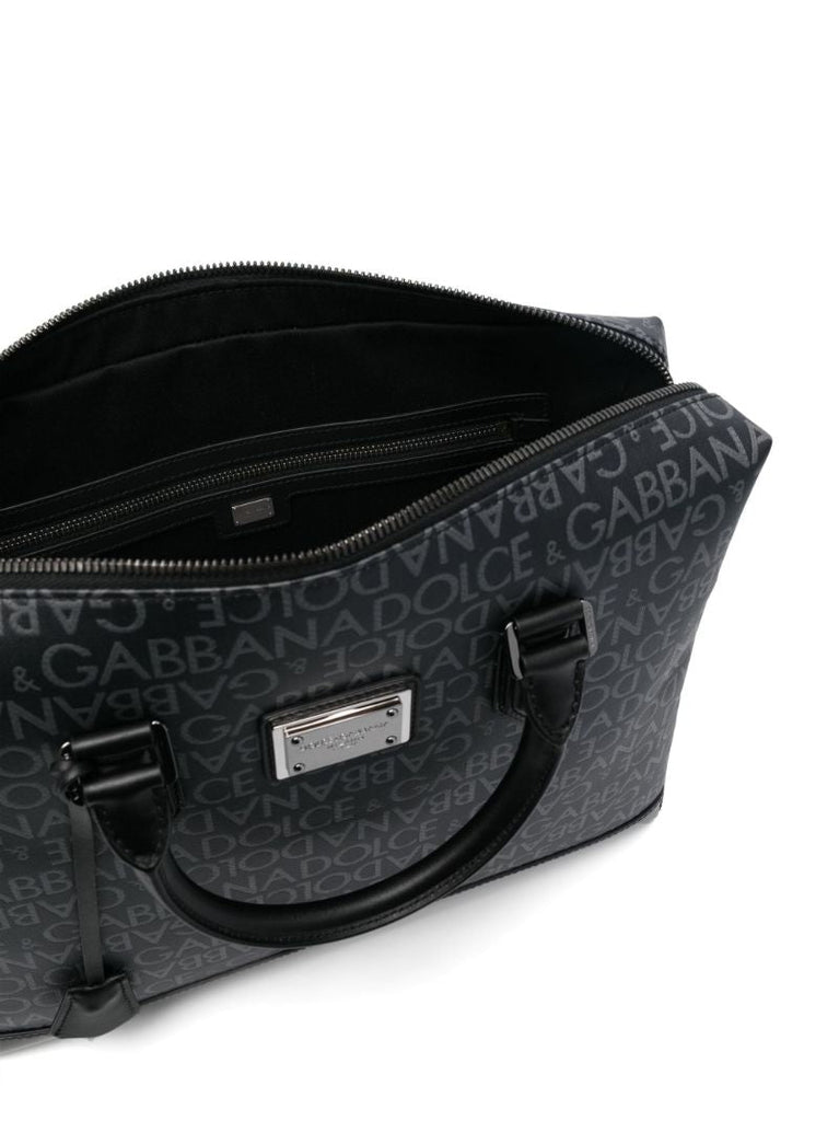 Black Logo Print Laptop Case