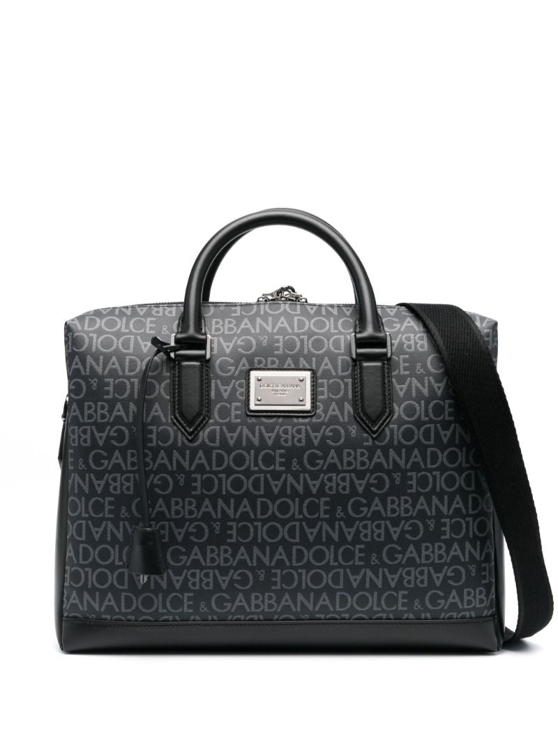 Black Logo Print Laptop Case