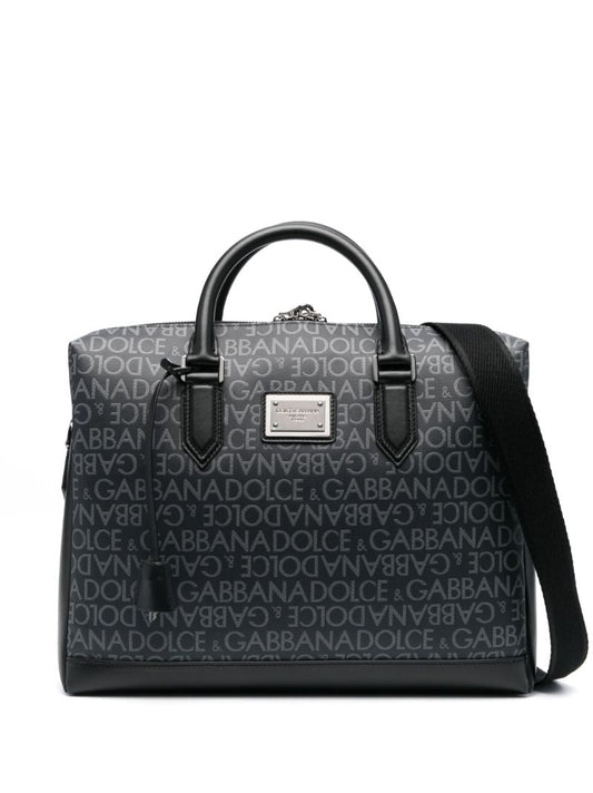 Black Logo Print Laptop Case